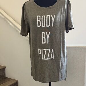BODY BY PIZZA Olive Green Short Sleeve Graphic Tee
